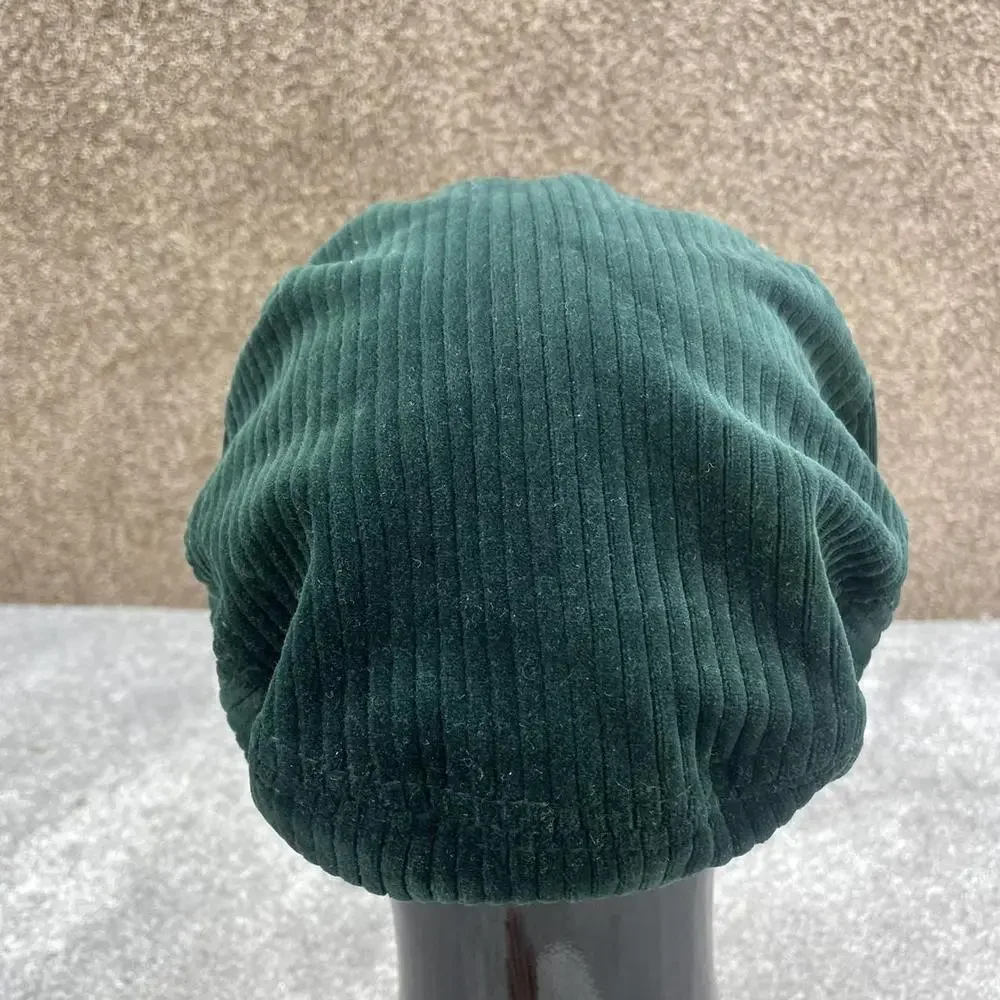 TOPSHOP FOREST GREEN CORDUROY BAKERS HAT BERET CAP PUFFY Y2K - Picture 5 of 7